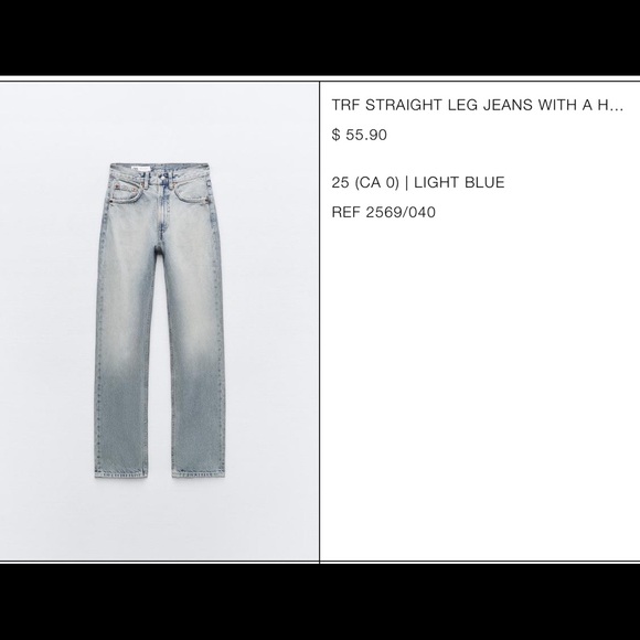 Light blue Zara jeans, size 0. - Picture 6 of 6